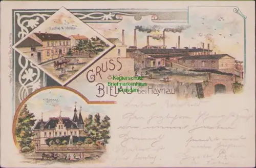 164247 AK Bielau bei Haynau Chojnow Litho um 1900 Schloss Gasthof Fabrik Bergbau
