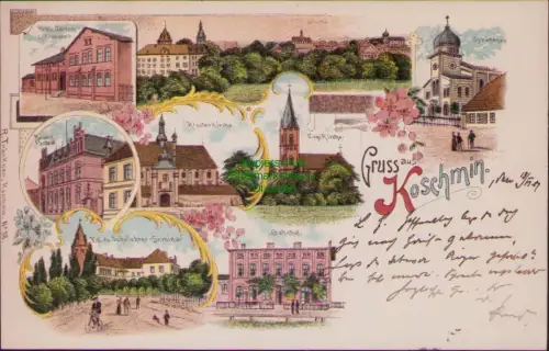 164151 AK Kozmin Wielkopolski Koschmin 1904 Bahnhof Synagoge Prov Gärtner Lehran