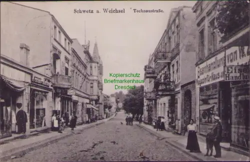 164142 AK Schwetz a. Weichsel Swiecie Technaustraße Kronen-Kaffee Eisenhandlung