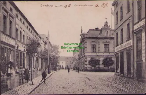 164159 AK Strasburg W.-Pr. Gerichts-Strasse 1907 Buch- und Papierhandlung