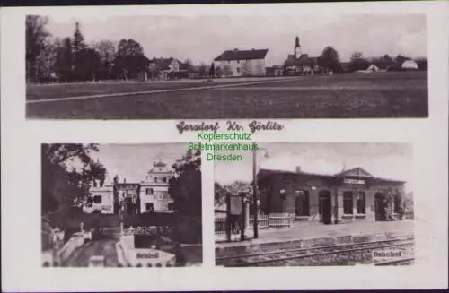 164144 AK Schloß Gersdorf Kr. Görlitz Markersdorf Bahnhof Fotokarte Feldpost 194