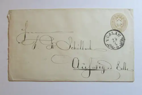 106798 Österreich um 1866 15 Kreuzer Ganzsache Zierstempel Vöslau 23/4 Kammgarn