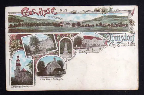 108722 AK Ohmsdorf Krs. Schweidnitz Litho um 1900 gasthof z. goldnen Sonne Ober
