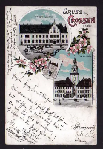 108079 AK Crossen an der Oder 1899 Litho Kaiserl. Postamt Marienkirche