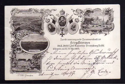 109840 AK Chemnitz 1897 Treffen der Kriegsveteranen Kaserne Möckern Maison rouge
