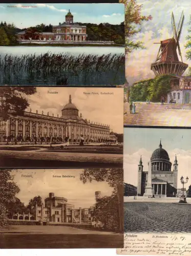 112622 10 AK Potsdam ab 1907 Windmühle Nicolaikirche Mamor Palais Schloss Babels