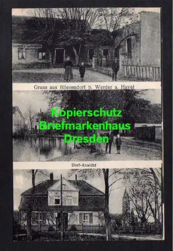 116844 AK Bliesendorf b. Werder a. Havel Gasthof Mahlow Dorf Ansicht Dorfteich P