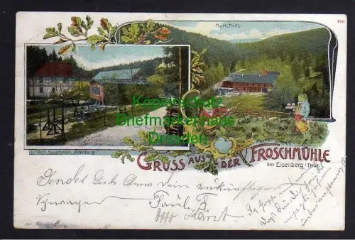 120812 AK Froschmühle bei Eisenberg Thür. Gasthaus 2 Frösche BahnpostEisenberg S