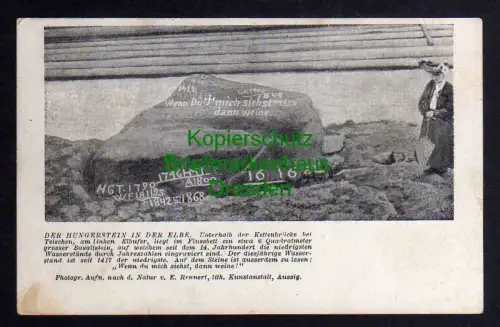 121335 AK Tetschen Aussig Hungerstein in der Elbe um 1905