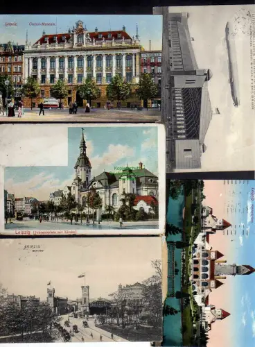 126246 11 AK Leipzig Grassi Museum 1912 Johannisplatz Zeppelin Luftschiffhalle