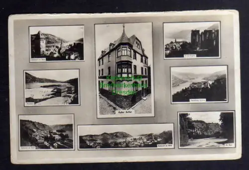 126473 AK Bacharach am Rhein 1938 Hotel Kalter Keller Jugendburg Stahleck Strand