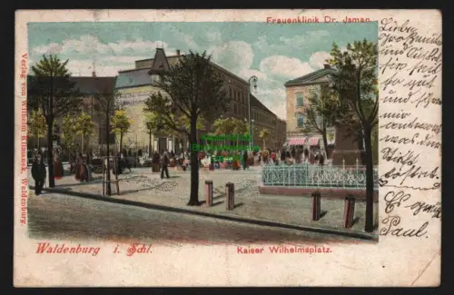 147807 AK Waldenburg Schlesien Kaiser Wilhelmplatz 1906 Frauenklinik Dr. Jsman