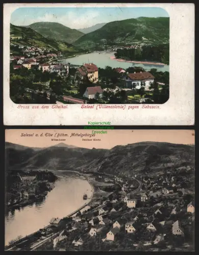 149320 2 AK Dolni Zalezly Salesel an der Elbe 1905 1914 Villencolonie Sebusein