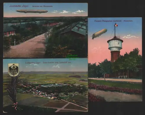 150548 3 AK Lockstedter Lager Wasserturm Zeppelin 1916 Baracken