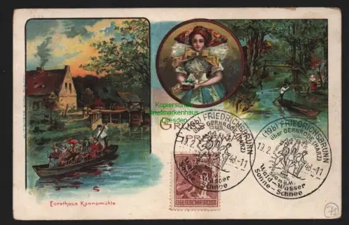 150440 AK Litho Forsthaus Kannomühle um 1900 Spreewald Tracht