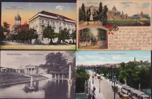 152917 4 AK Potsdam Litho 1903 Sancoussci Kaiser Wilhelm Brücke 1911 Waisenhaus