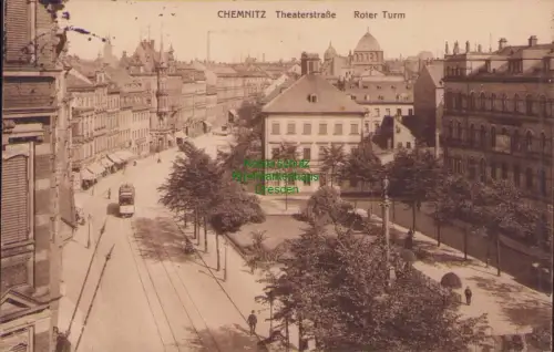 153637 AK CHEMNITZ Theaterstraße Roter Turm 1914