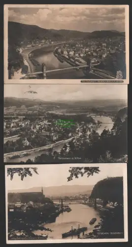154344 3 AK Tetschen Bodenbach a. Elbe Hahn Foto 1708 1921 Panorama 1927