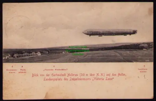 161768 AK Dresden 1912 Gartenstadt Hellerau Heller Landeplatz Zeppelin Viktoria