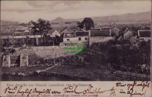 163308 AK Sinanfu Tsinanfu ? Ausserhalb der Stadtmauer Tsingtau Kiautschou 1904