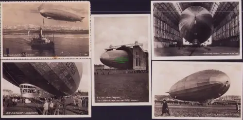 163695 5 AK Zeppelin Luftschiff Fotokarten um 1930 Landungsmanöver Halle Haltema