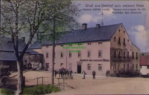 163580 AK Pleissa bei Chemnitz Gasthof zum Weissen Ross 1911 Bernh. Kunze