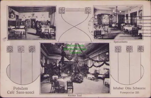 163868 AK Potsdam Café Sans-souci um 1910 Kleiner Saal Speiseräume Inhaber Otto