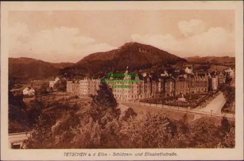 164006 AK Tetschen a. d. Elbe Decin 1909 Schützen - und Elisabethstraße