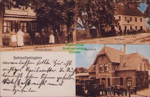 164101 AK Schmalleningken Central Hotel Bahnhof Zollamt 1913 Smalininkai Jurbark