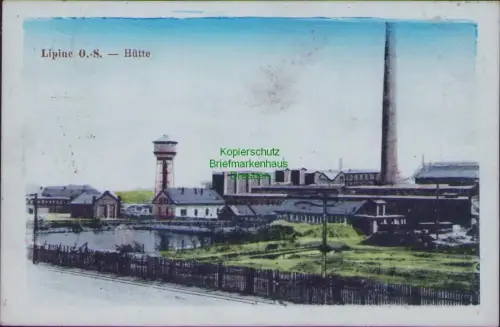 164111 AK Lipine O. S. Hütte Wasserturm Fabrik Kattowitz 1921 Lipiny Swietochlow