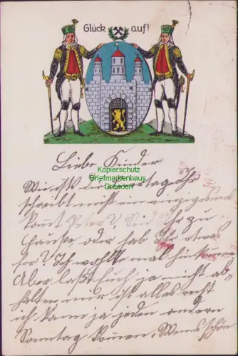 165464 AK Freiberg 1938 Glück auf! Wappenkarte Sonderstempel zum Stadtfest