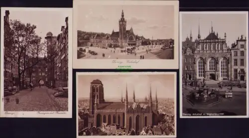 166184 4 AK Danzig Frauengasse mit Frauentor 1931 Bahnhof Ganzsache Marienkirche