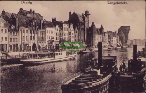 166228 AK Danzig um 1920 Langebrücke