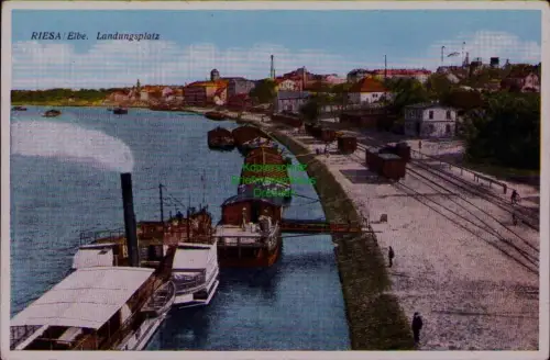 166631 AK RIESA/ Elbe. Landungsplatz um 1920 Kunstverlag Reinhard Rothe (F. Mühl