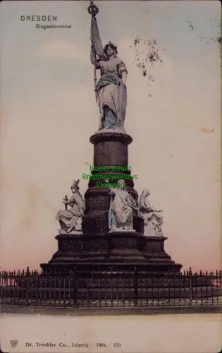 166661 AK DRESDEN Siegesdenkmal Dr. Trenkler Co., Leipzig. 1904. 735  Postkar