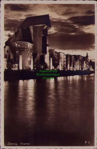 166699 AK Danzig 1941 Krantor Fotokarte Stimmungsbild Beleuchtung