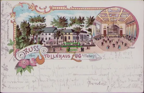 166915 AK Stollnhaus ZUG b. Freiberg Litho 1901 Restaurant Ballsaal Verlag v R.P