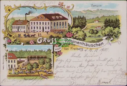 166916 AK GRUSS vom Rosinenhäuschen bei Freiberg 16.12. 1900 Garten Gasthaus