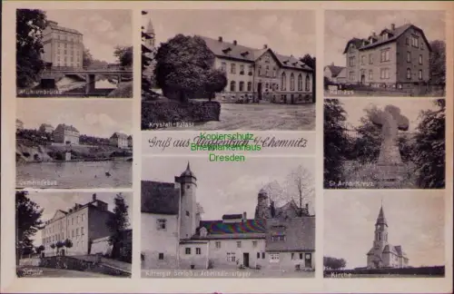 167500 AK Klaffenbach Chemnitz Mühlenbrücke um 1940 Gemeindebad Krystall-Palast