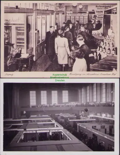 167660 2 AK LEIPZIGER Messe Leipzig 1939 Fotokarte Rundgang im Messehaus Dresdne