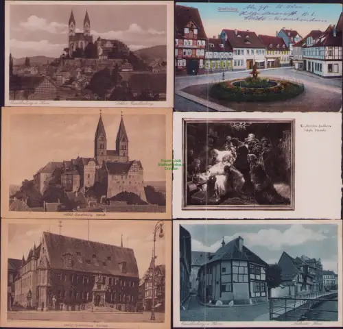 167731 12 AK Quedlinburg Schloß 1904 Gasthaus zur goldenen Sonne 1916