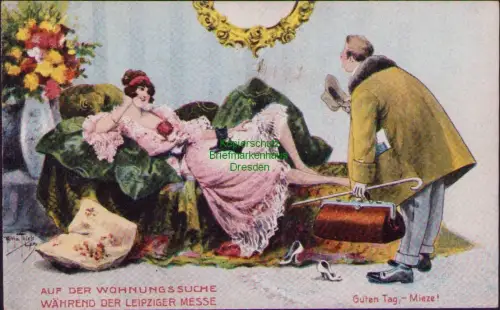 167659 AK LEIPZIGER Messe Leipzig um 1920 AUF DER WOHNUNGS SUCHE WÄHREND DER LEI