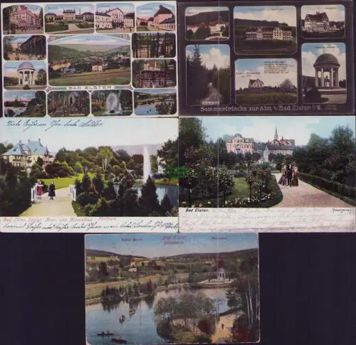 168000 5 AK Bad Elster Floratempel 1905 Colonnade Wettiner Hof Badehaus Kurhaus