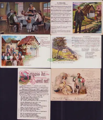 167867 6 AK Litho Fröbersgrün SUMMERHAUFEN um 1900 Liedkarte Ant. Günther's Selb