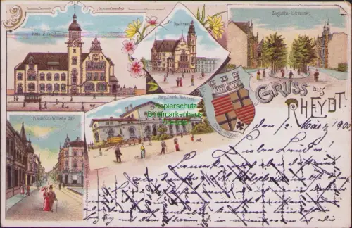 171970 AK Rheydt 1900 Litho Rothhaus Berg. Merk. Bahnhof Augusta-Strasse