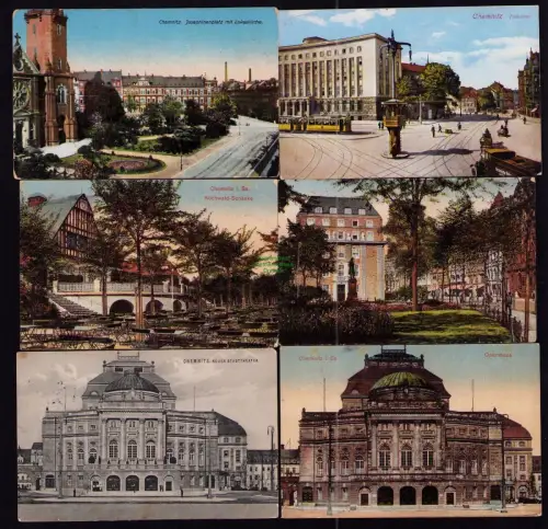 172664 6 AK Chemnitz Falkeplatz 1928 Dresdner Bank Oper Josephinenplatz 1914