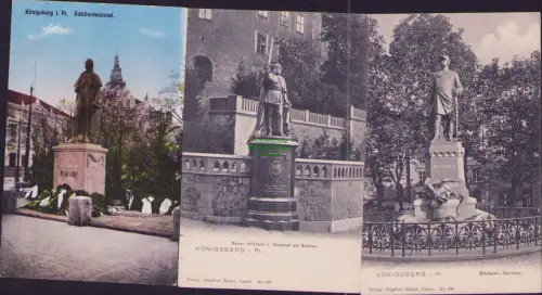 174672 3 AK Königsberg i. Pr. Schillerdenkmal Kaiser Wilhelm I. Denkmal Bismarck