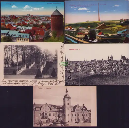 190048 5 AK Freiberg i. Sa. Blick vom Jakobikirchturm HALSBRÜCKER ESSE Colonialw