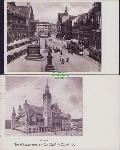190102 2 AK Chemnitz Rathaus 1918 Markt 1941 326500 Einw. 5335 ha Siddhenraum. S