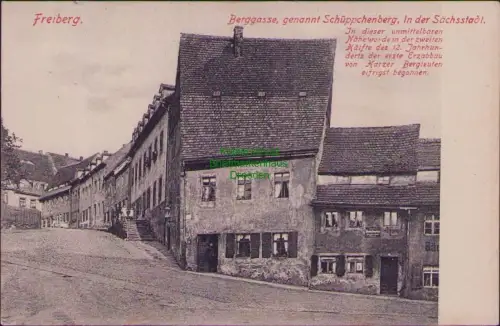 190047 AK Freiberg Berggasse, genannt Schüppchenberg In der Sächsstadt 1908 